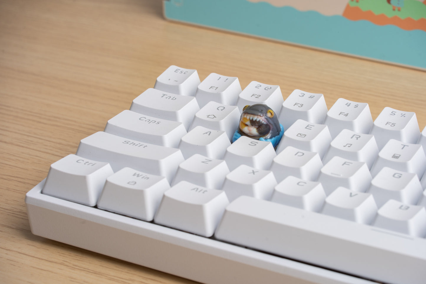 Shark Cat Keycap - BLACK