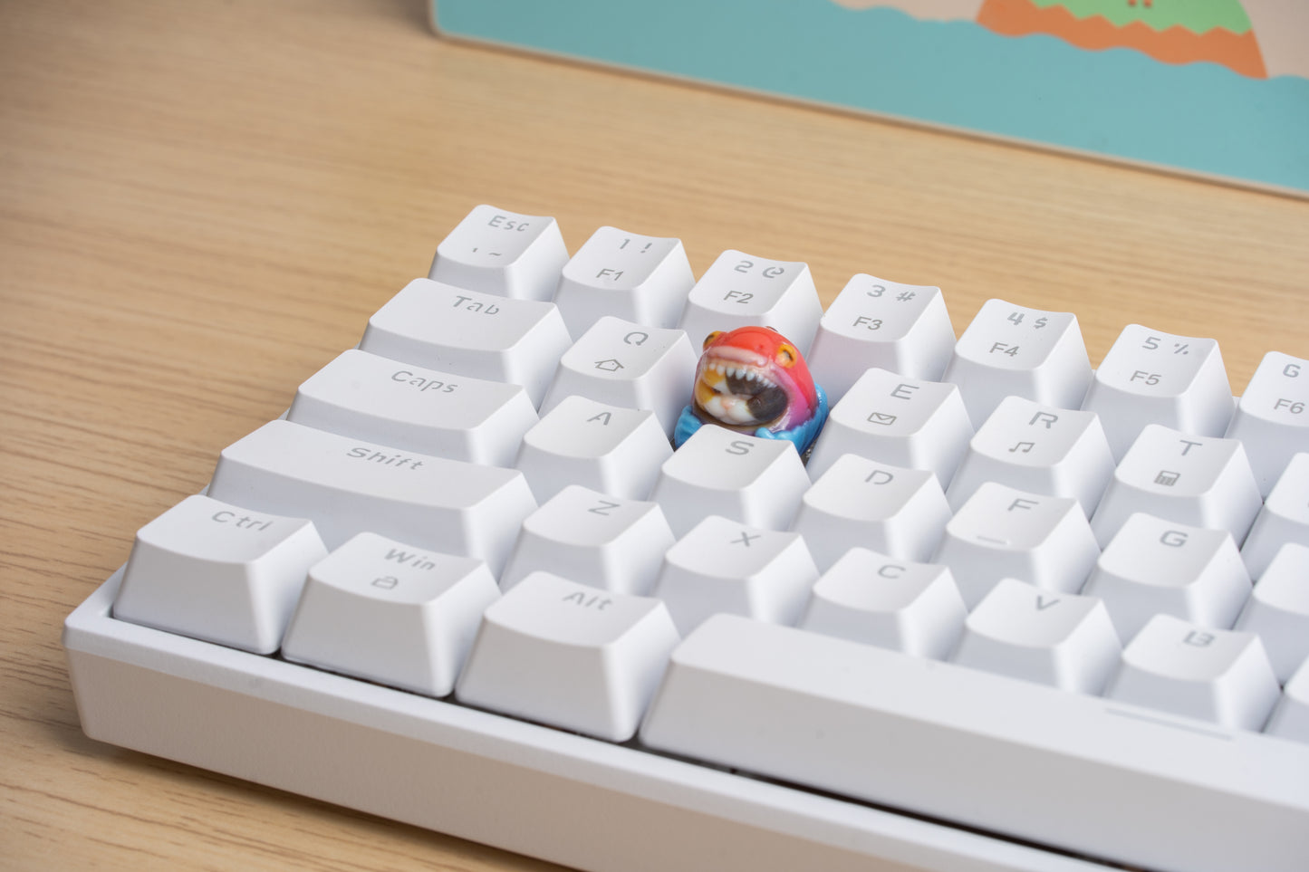 Shark Cat Keycap - RED